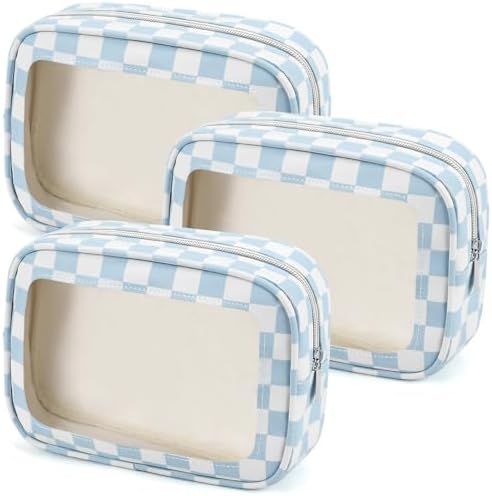 YOPCDJ 3PCS Clear Toiletry Bag, TSA Approved Travel Makeup Pouch by YOPCDJ