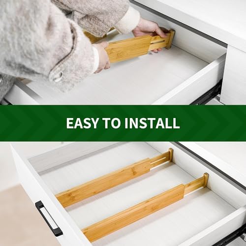 VaeFae 60-Pack Adjustable Bamboo Drawer Dividers, Expandable Drawer Organizer - Image 5