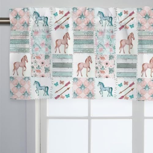 Unisex Farm Horses Flowers Patchwork Nursery Short Curtain Valance by Unknown