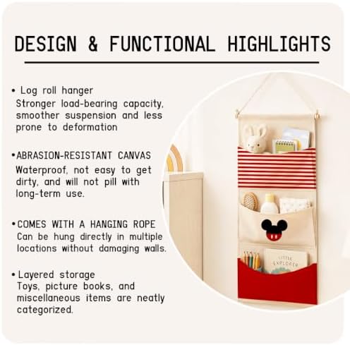 3-Pocket Hanging Wall Organizer, Cute Striped Design - Image 7