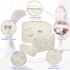 Gosect Quilted Makeup Bag Set, Large Floral Cosmetic Bag - Image 3