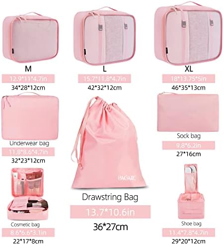 BAGAIL 8 Set Packing Cubes Luggage Packing Organizers - Image 2