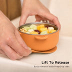 Bakpoco 2-in-1 Stainless Steel Baby Bowls, Leak-Proof Lids & Suction Silicone - Image 5