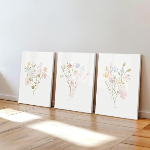 Nursery Wildflower Wall Art Girl Flower Canvas Wall Decor Floral Nursery Art - Image 5