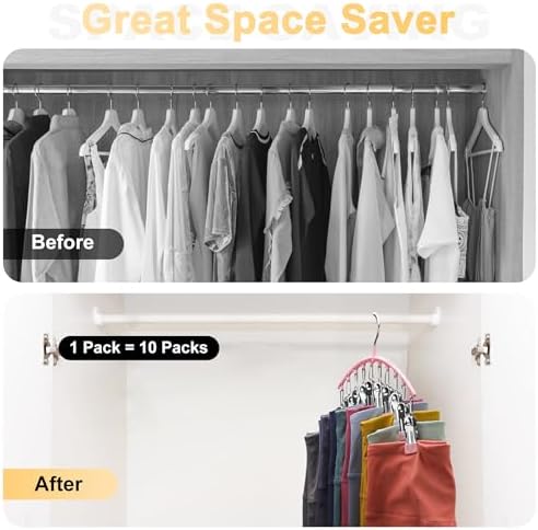 Metal Yoga Pants Hangers 1 Pack w/10 Clips Holds 10 Leggings, Space Saving - Image 2