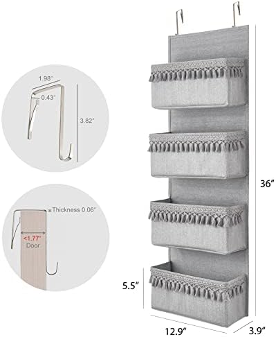 Dahey Over The Door Organizer 4 Pockets Hanging Behind Door Storage - Image 6
