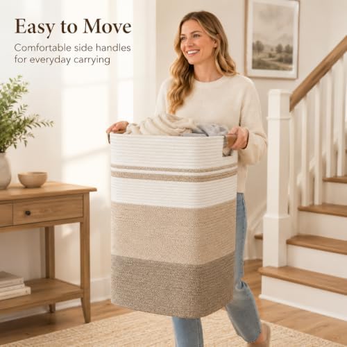 Laundry Hamper, Cotton Rope Laundry Basket - Image 2