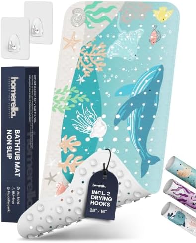 homerella Bathtub Mat Non Slip Kids 28x16 Baby Bath Mat Non Slip Anti Mold by Homerella