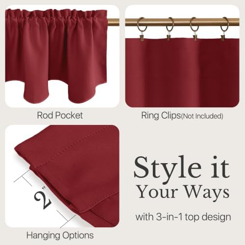 NICETOWN Burgundy Red Window Valance Curtain - Image 3