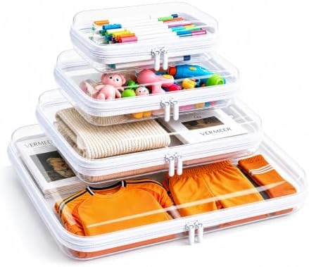 Clear Hard Shell Zipper Case, Crush-Proof Clear Zipper Pouches, TSA Approved by CEOJPA