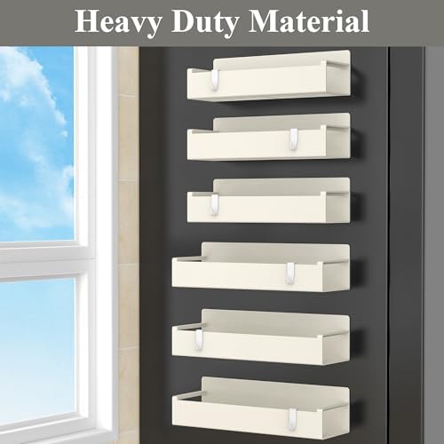 HuggieGems 6 Pack Cream White Magnetic Spice Rack Organizer - Image 4