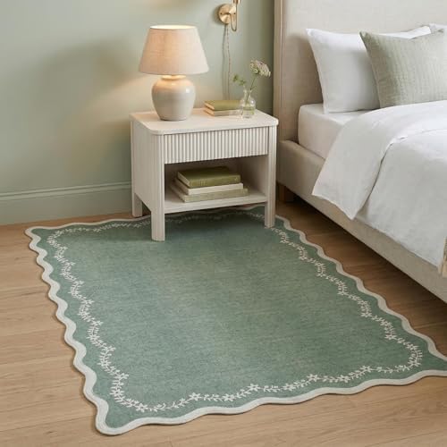 GarveeHome 3x5 Scalloped Washable Area Rug Non Slip Bedroom Entryway Rug by GarveeHome
