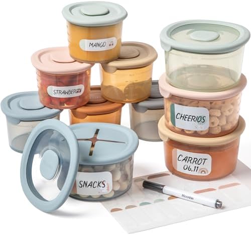 Moonkie Silicone Baby Food Containers | 8oz/4 oz Baby Food Storage Jars by Moonkie