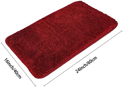 Red Bathroom Rugs Water Absorbent Chenille Bath Mat - Image 3