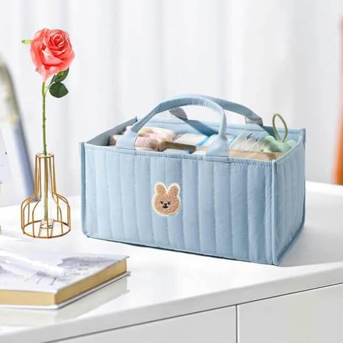 Quilted Fabric Storage Basket Floral Baby Diaper Caddy Quilted Basket - Image 4