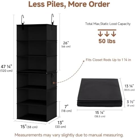 StorageWorks Hanging Closet Organizer, 6-Shelf - Image 2