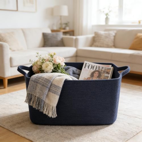 96L Woven Laundry Basket with Handles, Extra Blanket Basket - Image 4
