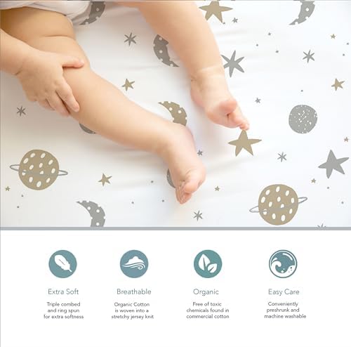 100% Organic Cotton 2 Pk of Bedside Sleeper Bassinet Fitted Mattress Sheets - Image 3