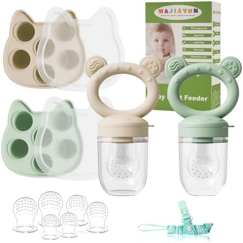 Baby Breastmilk Popsicle Molds & Baby Fruit Feeder, Infant Food Freezer Tray by WAJIAYON
