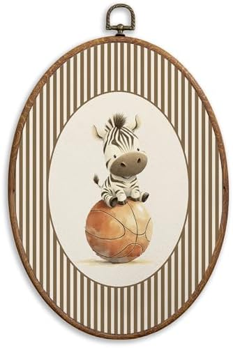 SONMYSULIL Vintage Zebra Basketball Nursery Wall Art Decor, Sports Oval Wall by Unknown