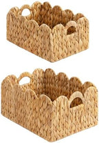 StorageWorks Scalloped Edge Wicker Basket, Hand-woven Rattan Baskets by StorageWorks