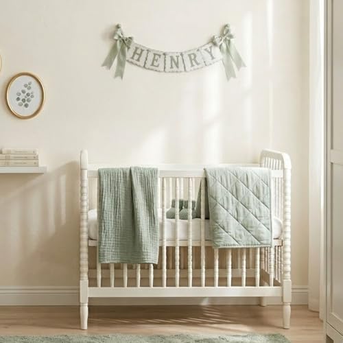 Custom Embroidered Baby Banner, Personalized Baby Name Banner, Scallopped Bow - Image 4
