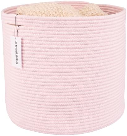 XUANGUO Cotton Rope Basket For Girls Kids 16”X14” pink by XUANGUO