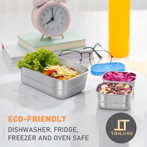 Tanjiae 3 CUP+1 CUP Stainless Steel Lunch Snack Containers Set | Leak Proof 304 - Image 4