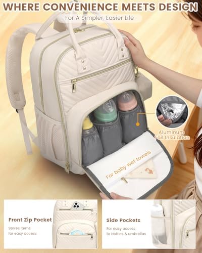 Pritent Diaper Bag Backpack, Baby Bag Backpack Baby Essentials - Image 4