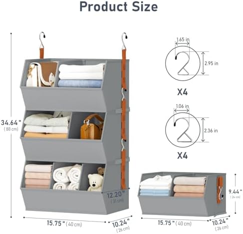 Hanging Closet Organizer Extra Large, Clothes Hanging Shelves - Image 2