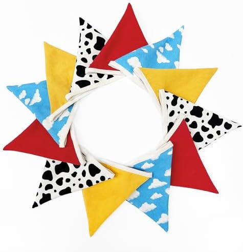 2 Sets of Cartoon Story Party Decorations Nursery Garland 24Pcs Red Blue Yellow - Image 5