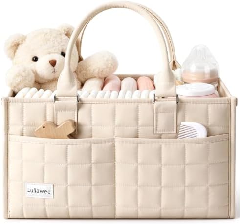 Baby Diaper Caddy Organizer, Portable Nursery Storage Basket by Lullawee