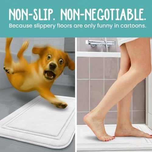 ITSOFT Memory Foam Bath Mat 31x20, Non Slip, Machine Washable, Quick Dry & - Image 4