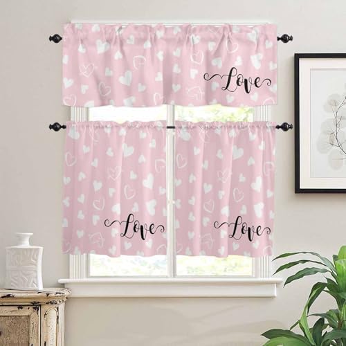 Vandarllin Pink Valentine's Day Kitchen Curtains and Valances Set, Valentines - Image 2