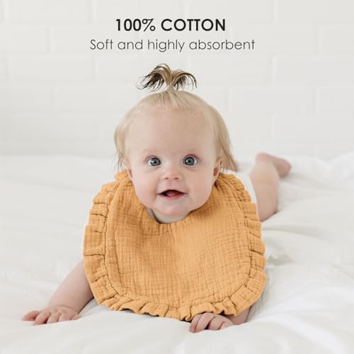 MairMore Muslin Baby Bibs, Ruffle Edge Drool Bibs - Image 3