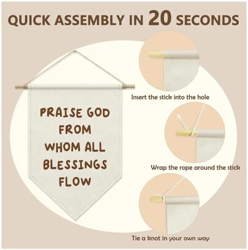 Christian Wall Decor, Praise God From Whom Pennant Hanger Banner - Image 6