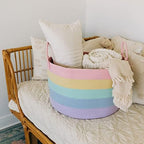 OrganiHaus Rainbow Toy Basket & Blanket Storage Bin, Nursery 20x13" - Image 4
