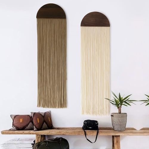 2Pcs Macrame Wall Hanging Boho wall decor Fiber Art Decor 13.7"W*51"L - Image 4
