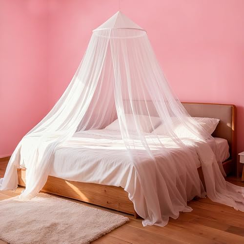 White Bed Canopy for Girls, Round Canopy from Ceiling - Image 7