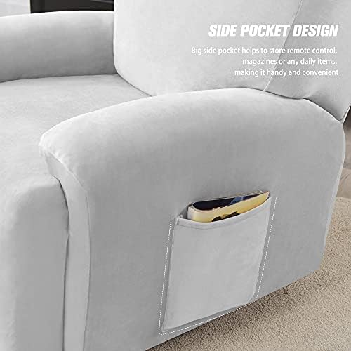 Stretch Recliner Covers, 4-Piece Ultra Soft Velvet Recliner Chair Slipcover - Image 4