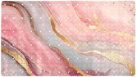 Shower Mat Non Slip 26.8 x 15.1 Inches, Rose Gold Marble Bathtub Mat Shower by Anna+Cowper