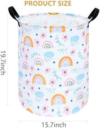 Round Laundry Hamper Storage Basket Bins Clothes Nursery Hamper - Image 7