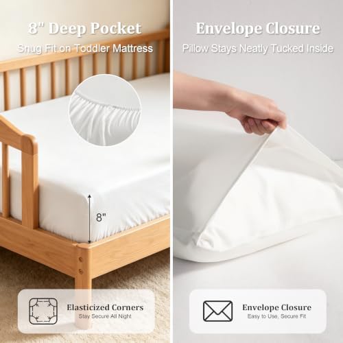 BEDSUM 4pc Toddler Cooling Bedding Set, Rayon Made from Bamboo - Image 4