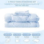 Princess Toddler Bedding Set for Girls, 4 Piece Ruffles Jacquard Embroidery - Image 4