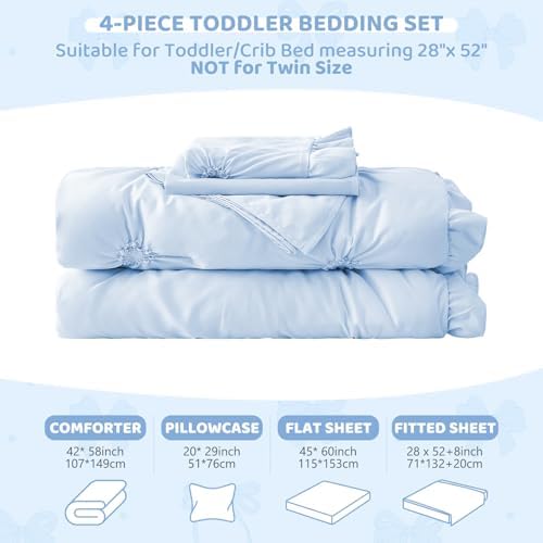 Princess Toddler Bedding Set for Girls, 4 Piece Ruffles Jacquard Embroidery - Image 4