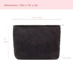 Flat Makeup Bag for Women, Zipper Cosmetic Pouch for Purse, Corduroy Black - Image 2