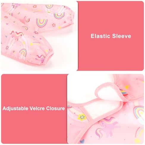 Accmor 5 Pack Long Sleeve Bibs, Baby Smock Waterproof Sleeved Bib Smock - Image 3