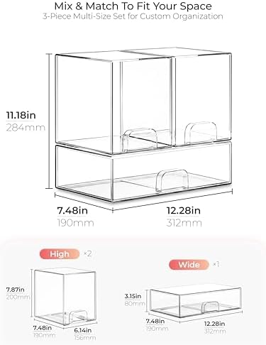 Stackable Storage Drawers Organizer Set of 3 - Image 2