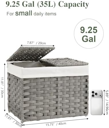 SETVSON Storage Basket with Lid, 9.2 Gal PE Rattan Trunk - Image 2