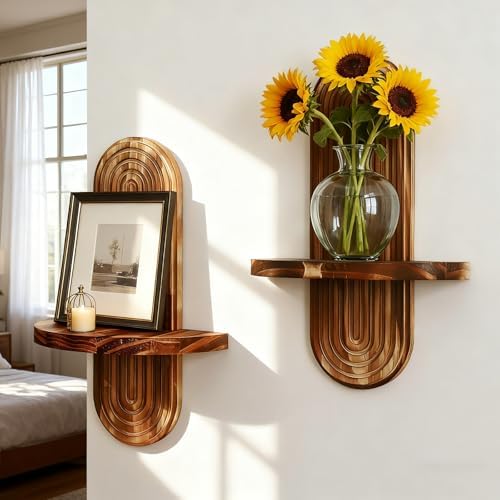 Artilady Floating Shelves for Wall Decor Boho, Wood Trinket Storage Shelf by Artilady